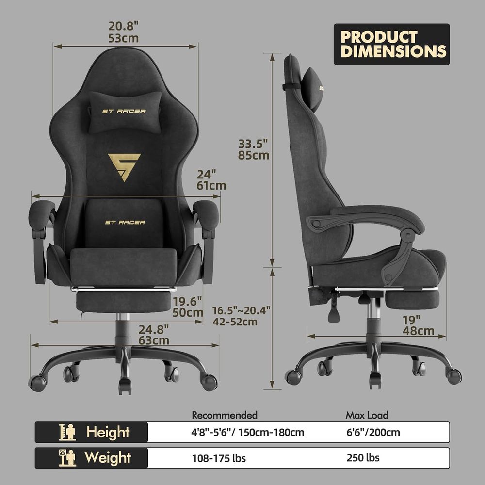 Velvet abric Ergonomic Gaming  - Massage recension och pris